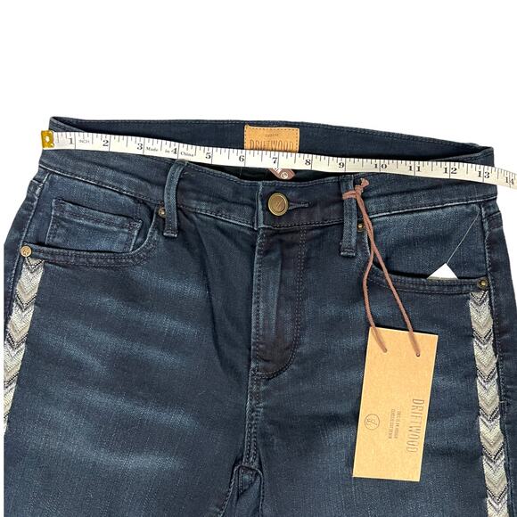 Driftwood Jeans Marilyn Classic Fit‎ Skinny Embroidered Raw Hem Women's 25 Denim - Picture 5 of 13